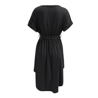 Haljine za žene plus veličina žensko Ljeto V-izrez Peplum kratki rukav, puni duljine ležerne haljine