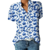 Majice s kratkim rukavima za žene za žene Ljetne cvjetne bluze za žene Business casual majica Blusas