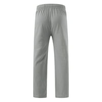 Muške hlače Muške nove posteljine hlače za crtanje elastične čvrste boje labave ležerne pantalone Sive
