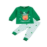 Huakaishijie Toddler Baby Christmas Pajama Pamuk Pamuk Dugi rukav Santa Claus Sleep Sets 1- godina