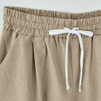 ECQKAME Ženske kratke hlače za ljetno čišćenje ženske modne perje otisnute kratke hlače kapris khaki