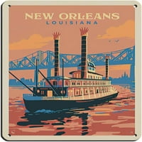 Vintage Retro Travel New Orleans Sunset River Cruise Retro poster Metal Tin znak Chic Art Retro Željezorstvo