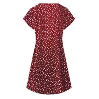 Cuoff Žensko ljetno casual modni labavi otisak kratkih rukava V izrez crvena 3xl