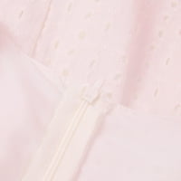 SNGXGN GESTI Osnova plus veličina Ženski V izrez Kratki rukav Ruffle Loose Ljeto Flowy Mini Dres Pink X-mali
