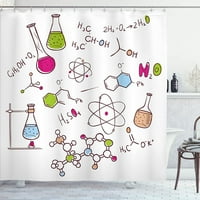 Naučni doodle stil ručno izvučeno hemijsko kompozicija Atom molekuli tikvice, set sa kukama, zeleno plavo ružičastom