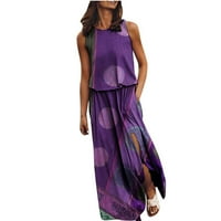 Ljetne casual haljine za žene patentni patentni struk haljina bez rukava s rukavima Flowy Swing Side