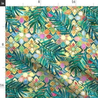 Pamučni sateen trkač, 90 - marokanski mozaik pločica Palmi lišće veliki geometrijski tropski akvarel Ispiši posteljinu po mjeri kašika