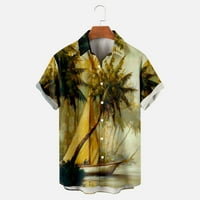Muške labave opuštene košulje sa džepnim popustom Ljetna odjeća modna tropsko stablo tiska tinejdžerke