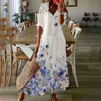 Haljine za prodaju za žene plus veličine kratkih rukava tiskanje tassel haljina V-izrez Maxi Loose Fit