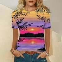 HFYIHGF Ženska ležerna slikarska majica za ispisana majica Cvjetni labavi tee vrhovi kratkih rukava
