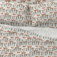 pamučni listovi, kompletni set - koze kozju farmi životinje dječje sobe dekor sive crvene naranče crtane crtane uzorak životinja za životinje Svijetli posteljina od kašike
