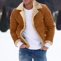 Muškarci plus veličina zimski kaput rever ovratnik dugih rukava podstavljena koža vintage zgušnjava