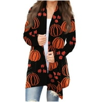 Fall džemper kardigan srednje dužina dugih rukava ženske plus veličina pad džempera vrhunske pamučne haljine grafičke majice za žene narančasto 4xl