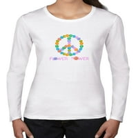 Sigurna mirovna potkazna snaga - šarena hippy ženska majica dugih rukava