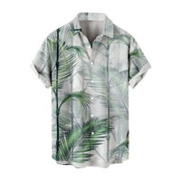 Havajski košulje Fragarne za muškarce Tropical Palm Casual gumb niz kratki rukav