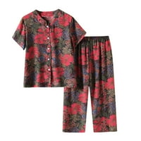 Ljetni setovi za žene Ljeto obrezane hlače Gumb Cardigan Printing Ležerne prilike Dvije odijelo Ženski