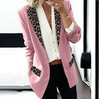 Ružičasti poslovni odjevni za žene Fahion ženska leopard rever jakna Cape Noch Laple Blazer Casual Office odijelo