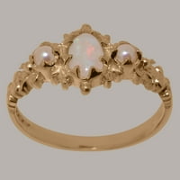 Britanci napravio 10k ružinski zlatni prirodni prsten za angažman i kultivirani biser - Veličina opcije
