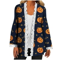 Cardigan za žene Lagani otvoreni prednji modni ležerni Halloween Print Crack dugih rukava Kardigan jakna