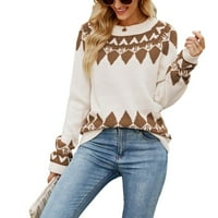 Dobro odjeveni džemperi za žene modni kabeli pletene vrhove Crewneck vrhovi dugih rukava pulover stablo