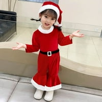 Toddler Baby Girl Božićne odjeće Velvet Fall Santa Claus Cosplay Pulover + Flare Hlače + šešir Xmas