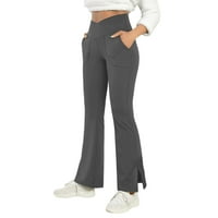 Ruanyu ženske joge hlače za bootcut radne hlače pune dužine bljeskalice sa džepom crossover split hem