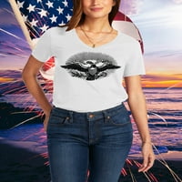 Ma Croi Womens Premium V-izrez majica E Plurabus Unum grafički ispis Tee 4. jula Dan nezavisnosti