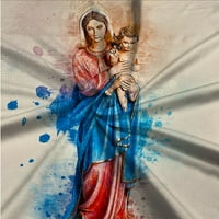 Retro ženska haljina religiozna figura Djevica Marija Isus ispisali V-izrez kratkih rukava duljina koljena