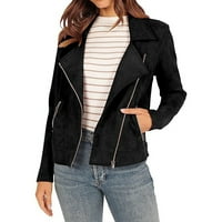 Ležerne jakne za žene Dame Modni motocikl Čvrsta boja džep sa zatvaračem kratki kaput