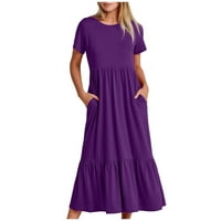 EFSTEB Ljetne haljine za žene plus veličine Clearence Flowy Tired Maxi Haljina na plaži sa džepovima