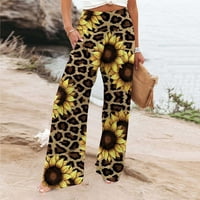 Puuawkoer visoke struk široke noge labave palanzo pantalone casual plaže trendi pasjeci sa dva džepa