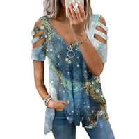 Ženska košulja za vrat modni ležerni print labavi patent zatvarač s kratkim rukavima 2xl