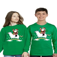 Neugodni stilovi ružna božićna majica s dugim rukavima za djecu Youth Boys Girls Xmas Santa u majici s morskim psima