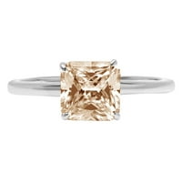 1.0ct Asscher rezan šampanjac simulirani dijamant 18k bijelo zlato Angažovane prstene veličine 10.75