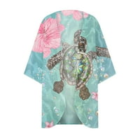 Žene otvorenog prednjeg ljeta kardigan labav rukavac šifon za pokrov jeseni ležerni bluza na vrhu Fancy cvjetna printska plaža kimono rukavac Spring kardigan zelena l