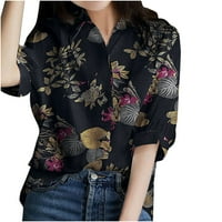 Jesen Zima VSONTOR Ženski povremeni cvjetni print V-izrez T-majica kratkih rukava