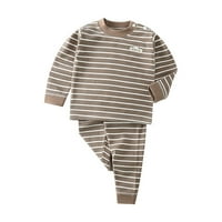 Djeca dječja dječja dječaka Jesenski zimski prugasti crtani pamučni pamučni pantni hlače s dugim rukavima Pulover Spava odjeća za 6-mjeseci