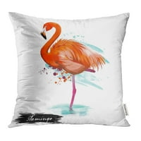 Flamingo wading ptice digitalno bijelo stojeći u vodi na jednoj nozi ružičasti životinjski jastuk futrole