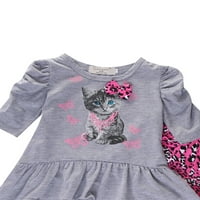 BMNMSL Baby Girl Cat Tops haljina + leopard hlače gamaše odijelo odijelo 2-7y