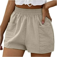 Summer elastične strugove za žene udobne lagane čvrste kratke hlače za ležerne