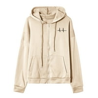 Nova ženska zip up hoodie caots s džepovima modni patentni zatvarač V-izrez vrhovi dugih rukava s kapuljačom