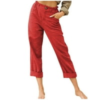 Ženske posteljine hlače Ljetne casual labave pamučne posteljine čvrste hlače uzorak pune dužine hlače