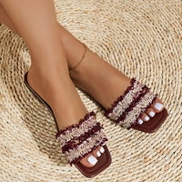 Jsaierl ravne sandale za žene presvlačene ljeto, ljetne modne casual tassele kvadratne glave ravne dno