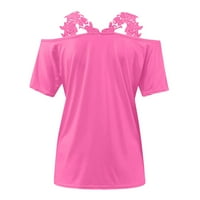 Blazyrey bluza za žene Ženska ljetna majica sa čvrstom bojom V-izrez CATCH CALCE izdubljena sa labavim
