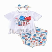 TODDLER Baby Girl 4. jula Outfits Outfits majice kratkih rukava kratke hlače za pantalone za neovisnost