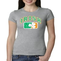 Divlji Bobby Vintage uznemirena irska zastava Shamrock St. Patrick's Day Žene Slim Fit Junior Tee, Heather