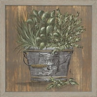 Sjajna umjetnost sada bi Herb Trio i lijepa biljka u Pailu Julie Norkus, uokvirena umjetnost postavljena