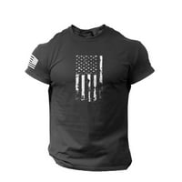 Crne majice za muškarce muške tiskane majice Američka zastava nevolje od vrata kratkih rukava