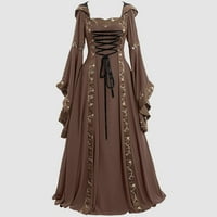 Ženski retro stil solidne boje trube dugi princezovi podni vintage dužine gotičkih haljina