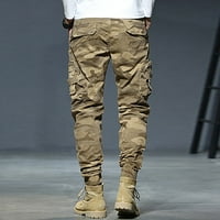 Teretne pantalone za muške modne ležerne kaznene labave pamučne plus veličine džep čipke kamuflažne